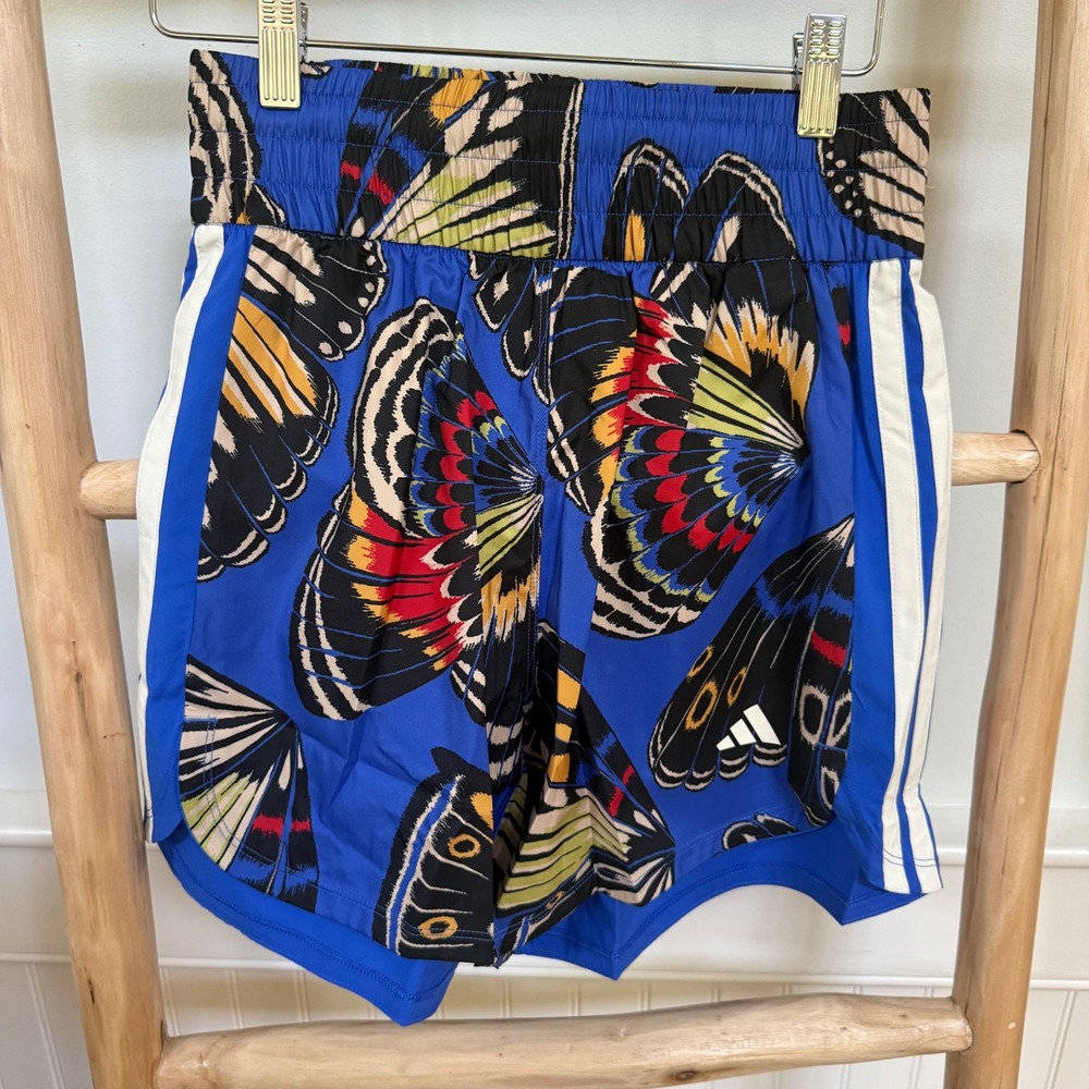 Adidas x Farm Rio Womens Butterfly Print Athletic Shorts Blue Multicolor XS NEW‎